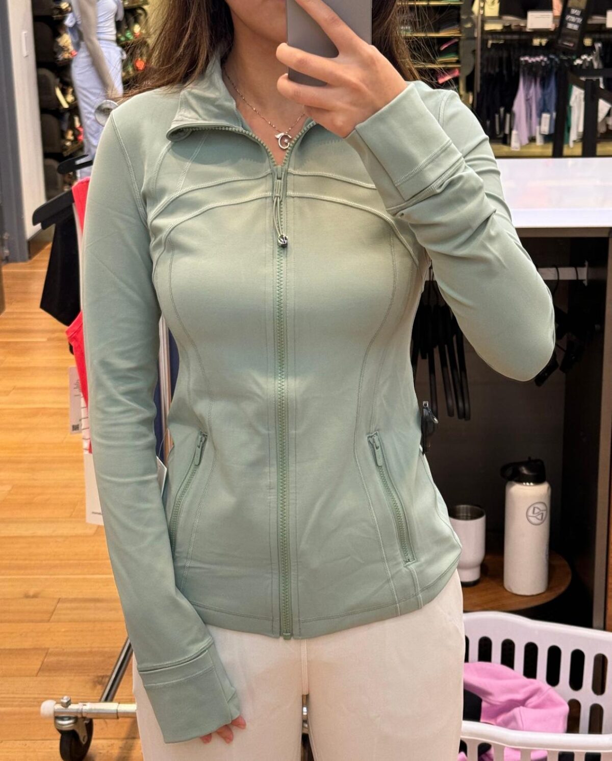 lululemon 정품 여성용 Define Nulu 풀 지퍼 스탠드 칼라 슬림핏 롱 스포츠 요가 재킷 - 이미지 3