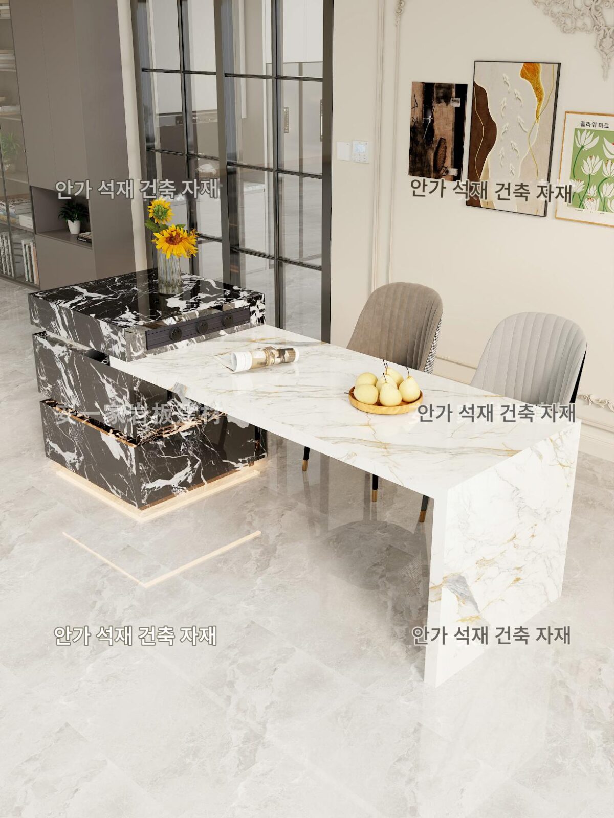 록 플레이트 아일랜드 다기능 다이닝 테이블 통합 이탈리아 심플 라이트 럭셔리 커스텀 접이식 티 다이닝 테이블 - 이미지 2