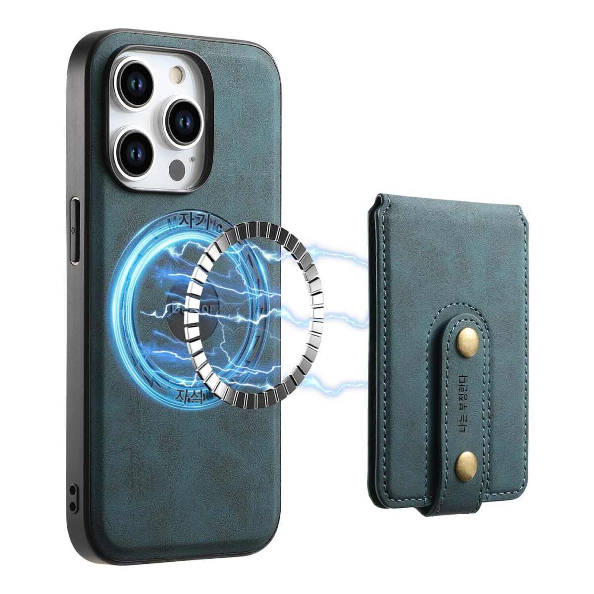 MaSafe 자석 카드 홀더 iPhone15promax 모바일 폰 케이스 2 in 1 분할 Apple 14 고급 가죽 13pro 남성용 비즈니스 12 무선 충전 15plus 새로운 고급 느낌 - 이미지 5