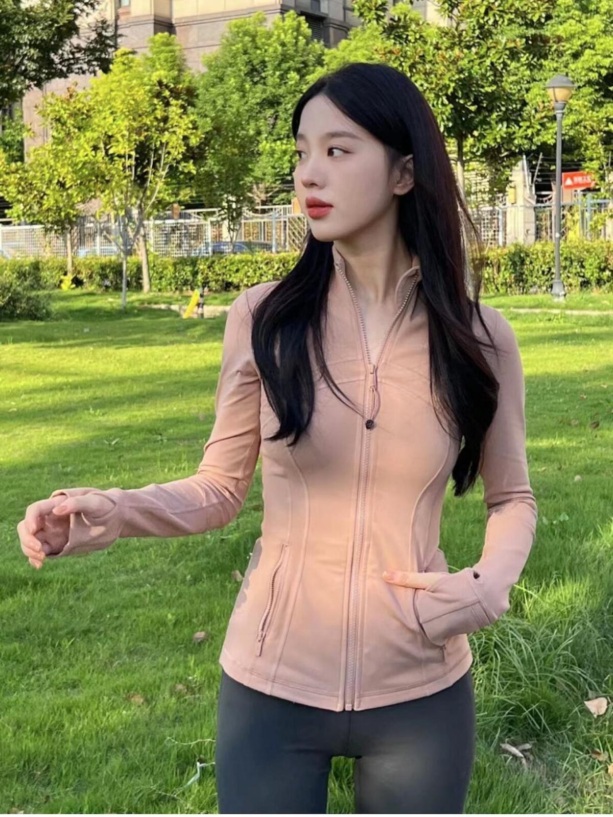 루루 디파인 재킷 루루 클래식 스탠드 칼라 재킷 슬림 스포츠 탑 요가 웨어 재킷 - 이미지 5