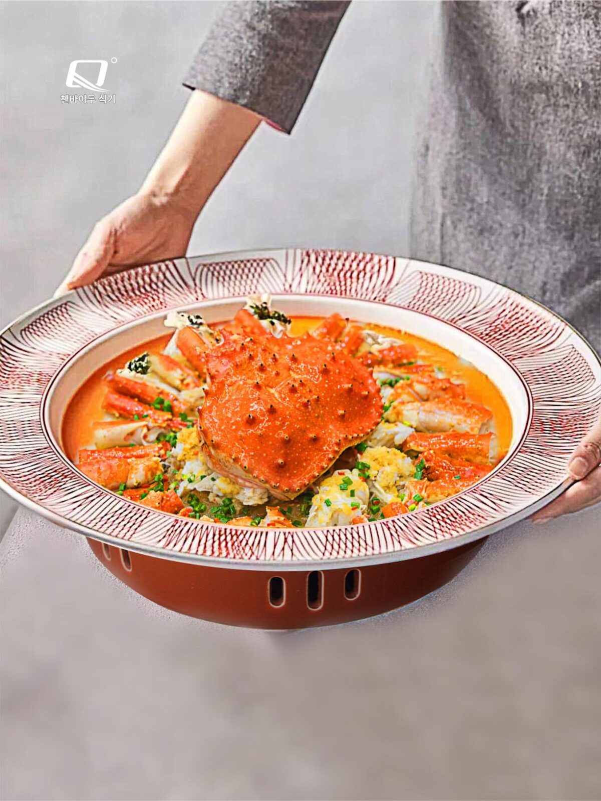 해산물 보물 킹크랩 스페셜 랍스터 그루퍼 찜 생선머리 플레이트 개인용 접시 접시 가열 식기 상업용 - 이미지 1