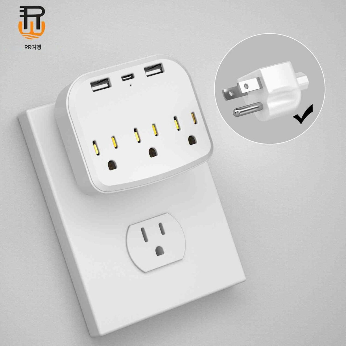 USB 고속 충전 단자 블록이 있는 미국 표준 무선 1대다 대만 소켓 확장기 미국 표준 플러그 - 이미지 2