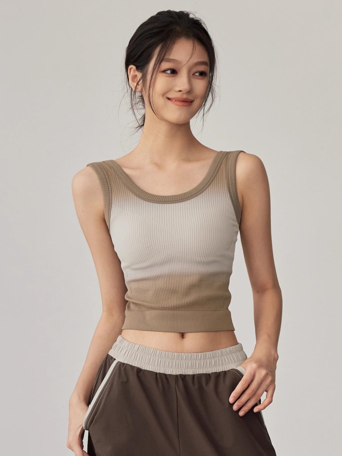 KAYANTY 필라테스 충격방지 트레이닝 속옷 가을 원피스 요가 조끼 러닝 슬리브리스 스포츠웨어 상의 - 이미지 5