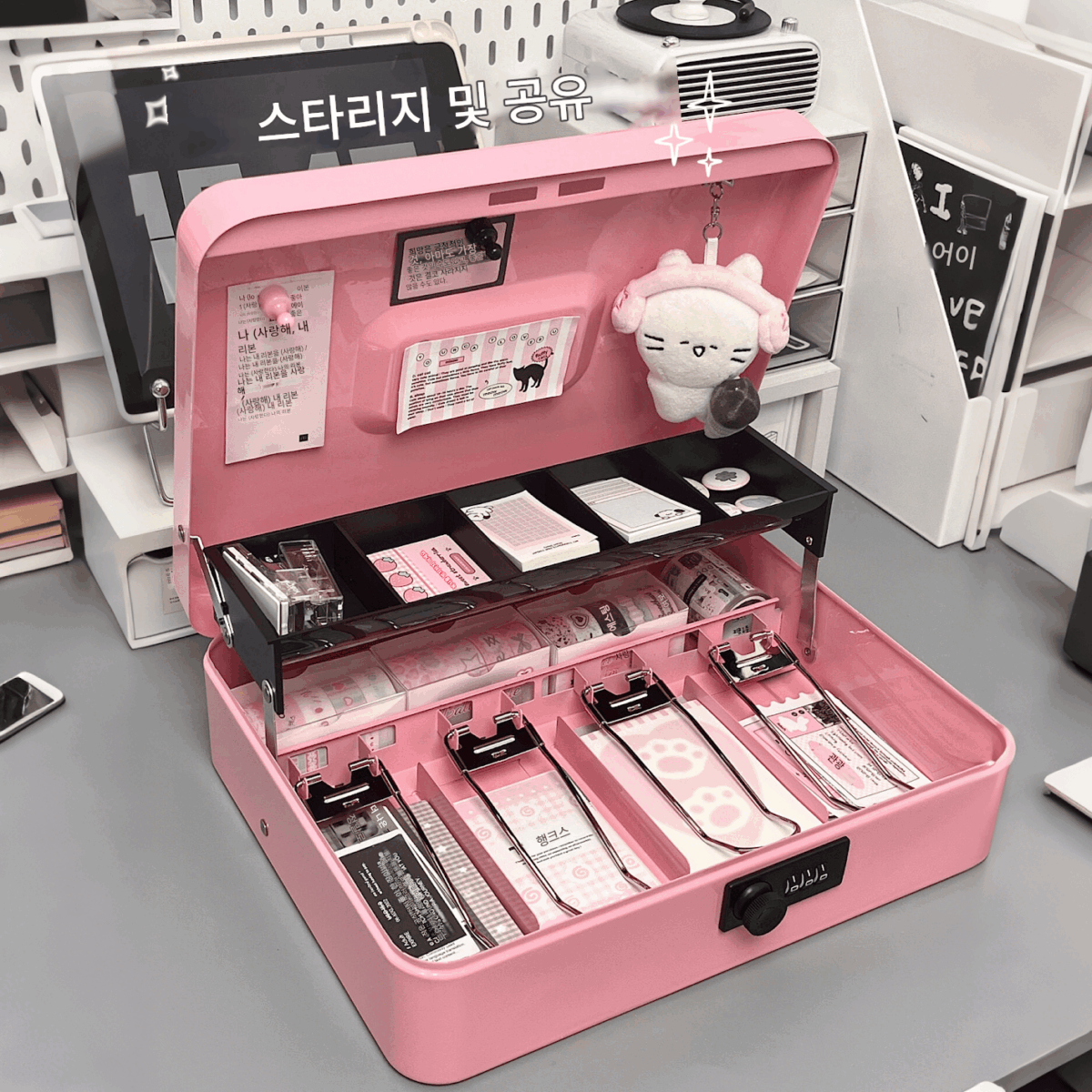 금전등록기 상자 돼지 저금통 데스크탑 보관 상자 대용량 어린이 홈 보관 상자 잠금 저축 상자 데스크탑 장식품 - 이미지 1